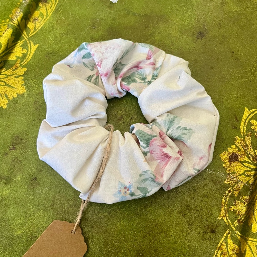 Handmade Cottagecore Vintage Bedsheet Scrunchie